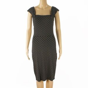 Agnes B. Black Polka Dot Square Neck Sheath Dress